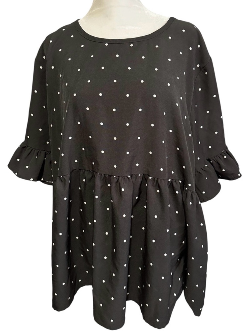 SHEIN Black top with White Polka Dots size 3XL